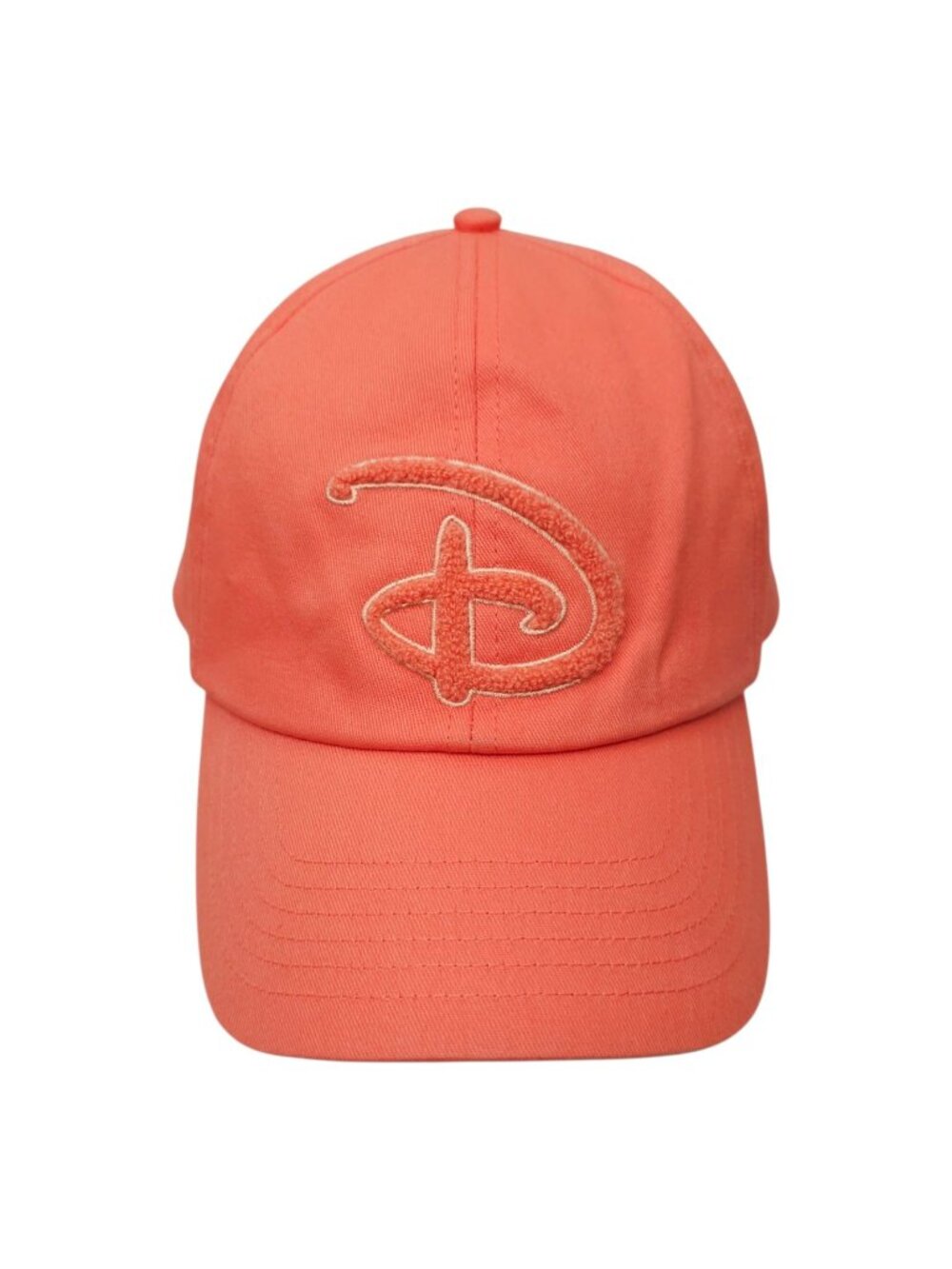 Disney Parks World Embroidered Puff D Chenille Strapback Cap Hat Baseball Coral